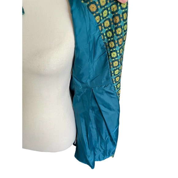 NWT Tulle Womens Geometric Print Dress Coat Pleated 3/4 Sleeve Size S Green - Picture 9 of 12